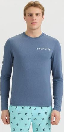 Salt Life Canopy Performance Long Sleeve Tee in Vintage Indigo Heather at Nordstrom, Size Xx-Large