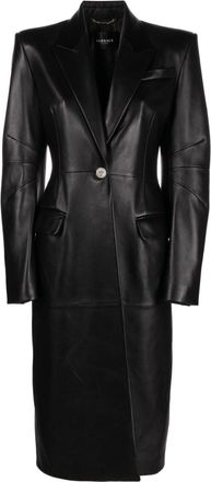 Versace leather trench coat - women - Lamb Skin/Cupro - 38 - Black