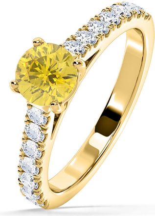 The Diamond Store Natalia Yellow Lab Diamond 1.50ct Side Stone Ring in 18K Yellow Gold - Elara Collection