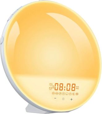 OEM Reloj Despertador Con Simulaci&oacute;n De Amanecer, Dos Alarmas, Radio Fm Y 7 Sonidos Naturales (luces De Colores)