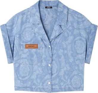 Versace Camicia con stampa Barocco - Blu