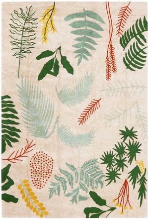 Lorena Canals Botanic Print Washable Cotton Rug in Green Multi at Nordstrom