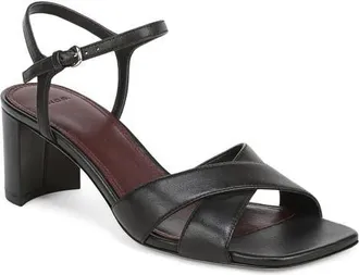 Vince Odetta Block Heel Sandal in Black Leather at Nordstrom, Size 6.5