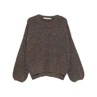 Gestuz Alpha Slit Pullover - Dames - Ronde hals truien - Bruin - S - Wol - Truien & Vesten