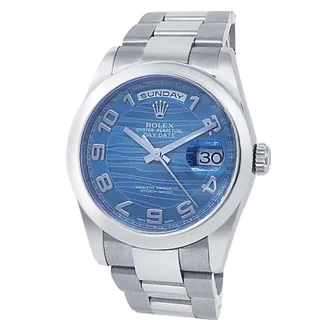 Rolex Pre-owned Rolex Day-Date Automatic Chronometer Blue Dial Mens Watch 118209 BLAO
