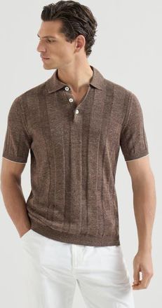 Brunello Cucinelli Rib knit polo in Hazelnut at Nordstrom, Size 48 It