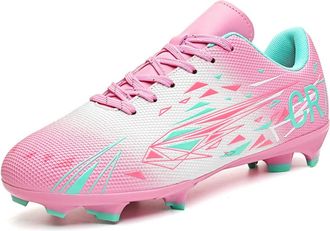 Generic Mens and Womens Grass Low-top Long Broken Nails Youth Training Football Shoes, Spikes -- Pink., 4.5 UK