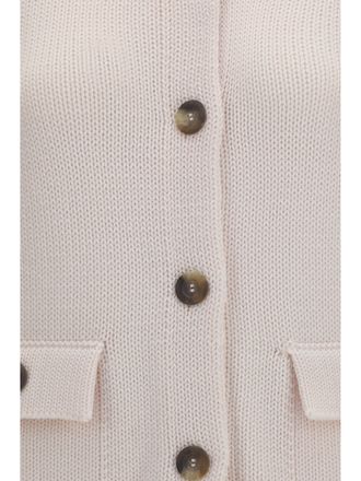 Ella Womens High Neck Cardigan Cream Merino Wool Puffer Jackets