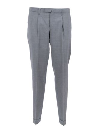 BRIGLIA 1949 Grey Tailored Flap Straight-Leg Pants