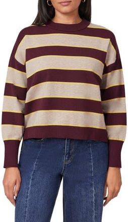 Scotch & Soda Stripe Crop Sweater in Winetasting/Heather Brown at Nordstrom Rack, Size X-Large