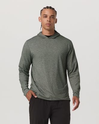 Vuori Clothing Long Sleeve Everyday Fitness Hoodie | River Rock Heather | Medium
