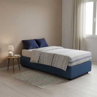 Talamo Italia Cama Individual Dmaiell, Cama Contenedor Con Revestimiento De Tela, 100% Made In Italy, Apertura Frontal, Con Colch&oacute;n 80x200 Cm Incluido, Azul - Dmora
