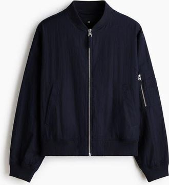 H&M Bomber Jacket in Navy Blue at Nordstrom, Size Xxx-Large
