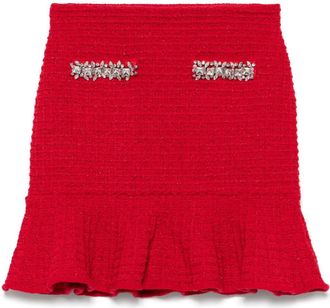 Self Portrait grid-knit mini skirt - Red
