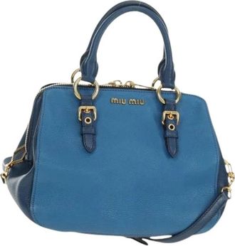 Miu Miu Pre-owned Hand Bag - Dames - Vintage Handtas - Blauw - ONE Size - Leer - Vintage