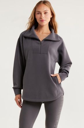 Zella Ultrasoft Half Zip Tunic in Grey Forged at Nordstrom, Size Xx-Large