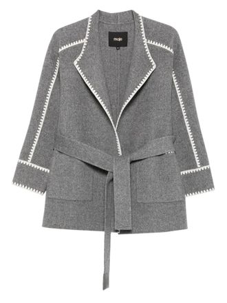 Maje double-breasted wool coat - women - Polyamide/Wool - 42 - Grey