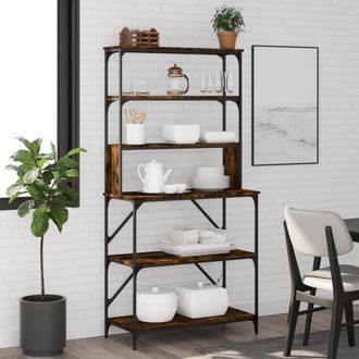 vidaXL Estanter&iacute;a Cocina 6 Niveles Madera Roble Ahumado 90x40x180 Cm Vidaxl