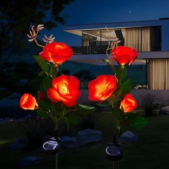 OEM Luces Solares Rosas Para Exteriores, Juego De 2 - Impermeables Y Resistentes A La Intemperie (ip65) - Decoraci&oacute;n Para Jard&iacute;n, Patio Y Seto