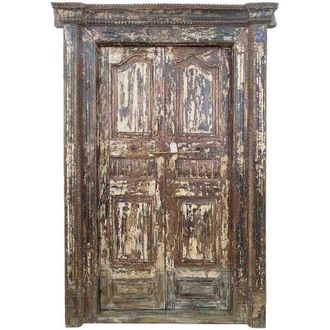 Wanderlust Deco Puerta De Madera Acabado Artesanal Marr&oacute;n 143x26x237h Cm