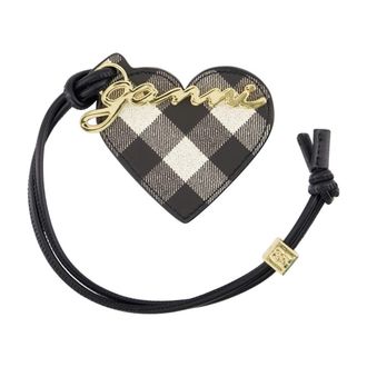 Ganni Womens Key Case Black Calfskin Belt