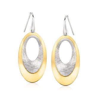 Ross-Simons Italian Sterling Silver and 18kt Gold Over Sterling Double-Oval Drop Earrings