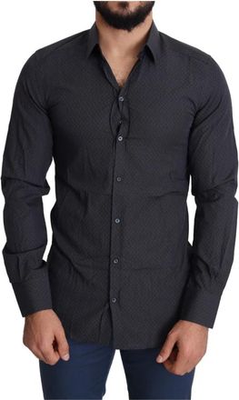 Dolce & Gabbana Zwart Katoenen Overhemd met Patroon - Heren - Casual Overhemden - Zwart - S - Katoen - Overhemden