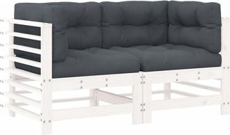 vidaXL Vidaxl - Sof&aacute;s Esquineros Con Cojines 2 Uds Madera Maciza De Pino Blanco