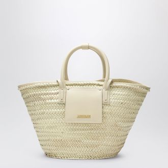 Jacquemus Le Panier Soli woven raffia tote bag in ivory