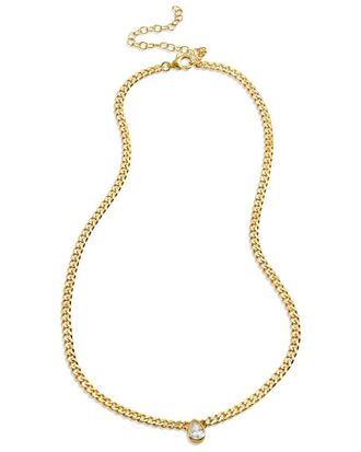 Savvy Cie Jewels 18K Over Silver Cz Necklace