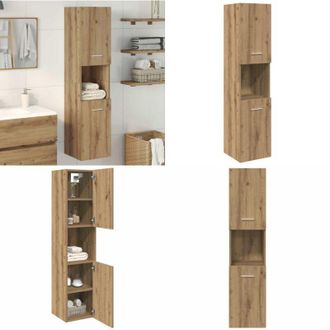 vidaXL Mobile Pensile Bagno Rovere Artigianale 30x30x130cm Truciolato - Armadio da bagno - Armadio in truciolato