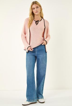 Roman Sequin Trim Knit Cardigan