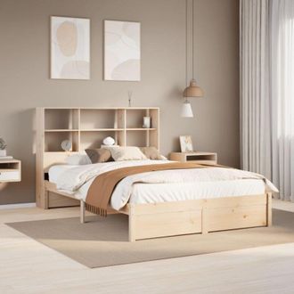 vidaXL Cama Con Estanter&iacute;a Sin Colch&oacute;n Madera Maciza De Pino 140x190cm Vidaxl