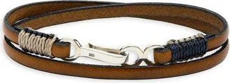 Caputo & Co. Mens Euro Leather Double Wrap Bracelet in Taupe at Nordstrom