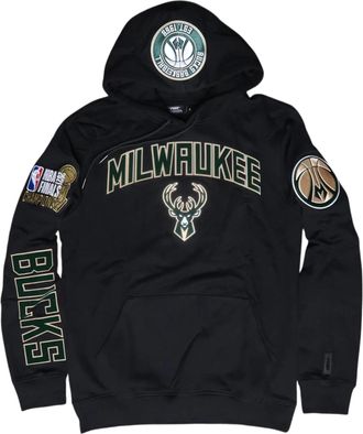 Pro Standard Pro Standard Milwaukee Bucks Stacked Logo Pullover Hoodie in Black Men