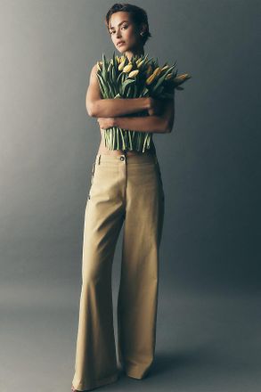 Maeve Button-Pocket Wide-Leg Pants