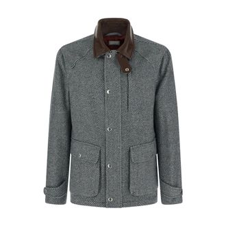 Brunello Cucinelli Giacca Campo Diagonale - - Jackets - Uomo - Grigio - XL