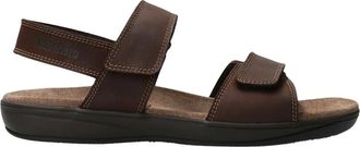Mephisto Donkerbruine Leren Herensandaal - Heren - Sandalen - Bruin - 46 EU - Leer - Schoenen