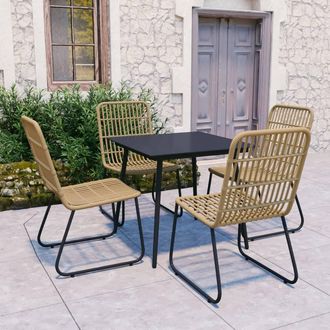 vidaXL 5 Pcs Juego De Comidas Para Vidrio De Vime Pe E