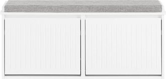 SoBuy Panca da ingresso Scarpiera con cuscino Scarpiera con 4 ripiani Bianco 100x26x46cm FSR98-XL-W - Sobuy
