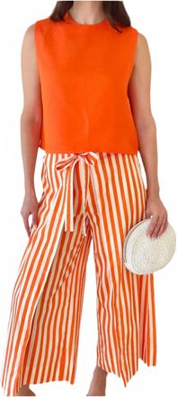 Simon Miller Lima Wide Leg Pants In Coral Stripe