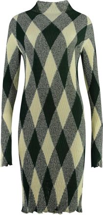 Burberry Argyle All-over Motif Jurk - Dames - Casual kleedjes - Veelkleurig - M - Katoen - Kleedjes
