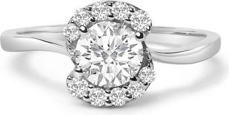 House of Brilliance Sterling Silver Lab Grown 1.0 Cttw Diamond Oval Shaped Halo Engagement Ring
