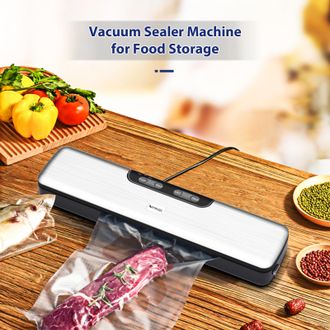 Infinite Selladora Al Vac&iacute;o Compacta Aoresac Para Conservaci&oacute;n De Alimentos Con 10 Bolsas Para Vac&iacute;o - 5 Programas Autom&aacute;ticos, Color Plata, 125 W