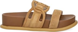 Liu Jo double-strap slide sandals - women - Suede/Fabric/Rubber - 36 - Brown