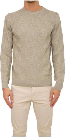 Emporio Armani Rondgebreide trui met ronde hals - Heren - Ronde hals truien - Beige - 2XL - Wol - Truien & Vesten