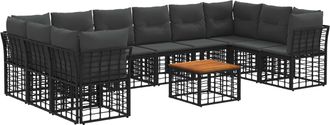 vidaXL Conjunto De Sof&aacute;s De Exterior 11 Uds. Negro Y Gris Oscuro Vidaxl