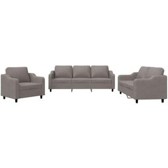 vidaXL Juego De Sof&aacute;s Con Cojines 3 Piezas Tela Gris Taupe Vidaxl