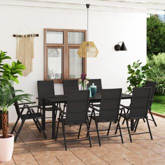 vidaXL Juego De Comedor Para Jard&iacute;n 9 Piezas Negro Vidaxl