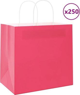 vidaXL Vidaxl - Bolsas De Papel Con Asas 250 Uds Rosa 54x15x49 Cm
